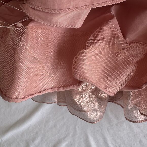 10314 Size 6 Sherri Hill rose gold tiered ball gown plunging v-neck neckline - Picture 8 of 8